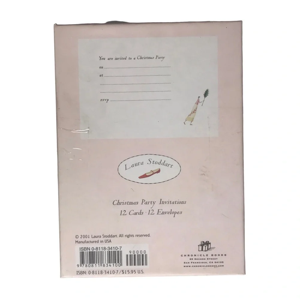 Vintage Christmas Party Invitations Laura Stoddart 12 Cards 12 Envelope 2001 YTK